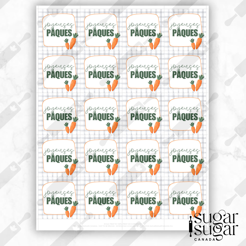 Happy Easter Carrot French Square Tag
