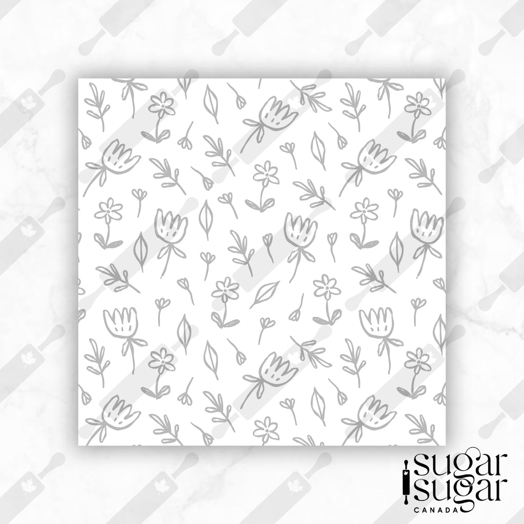 BW Doodle Flowers Box Backer