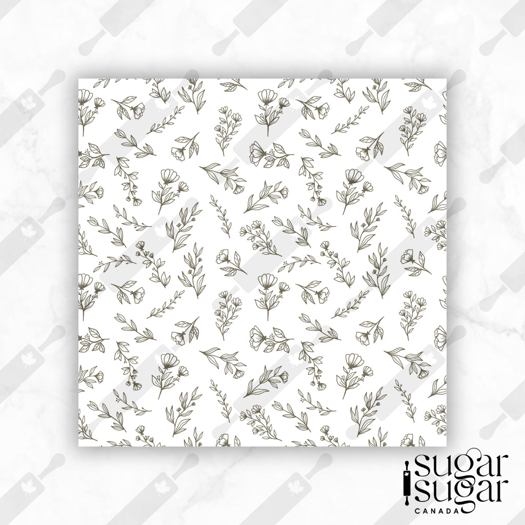 BW Scattered Flowers Box Backer