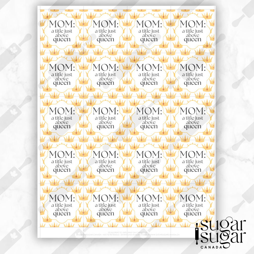 Yellow Crown Mother's Day Square Tag