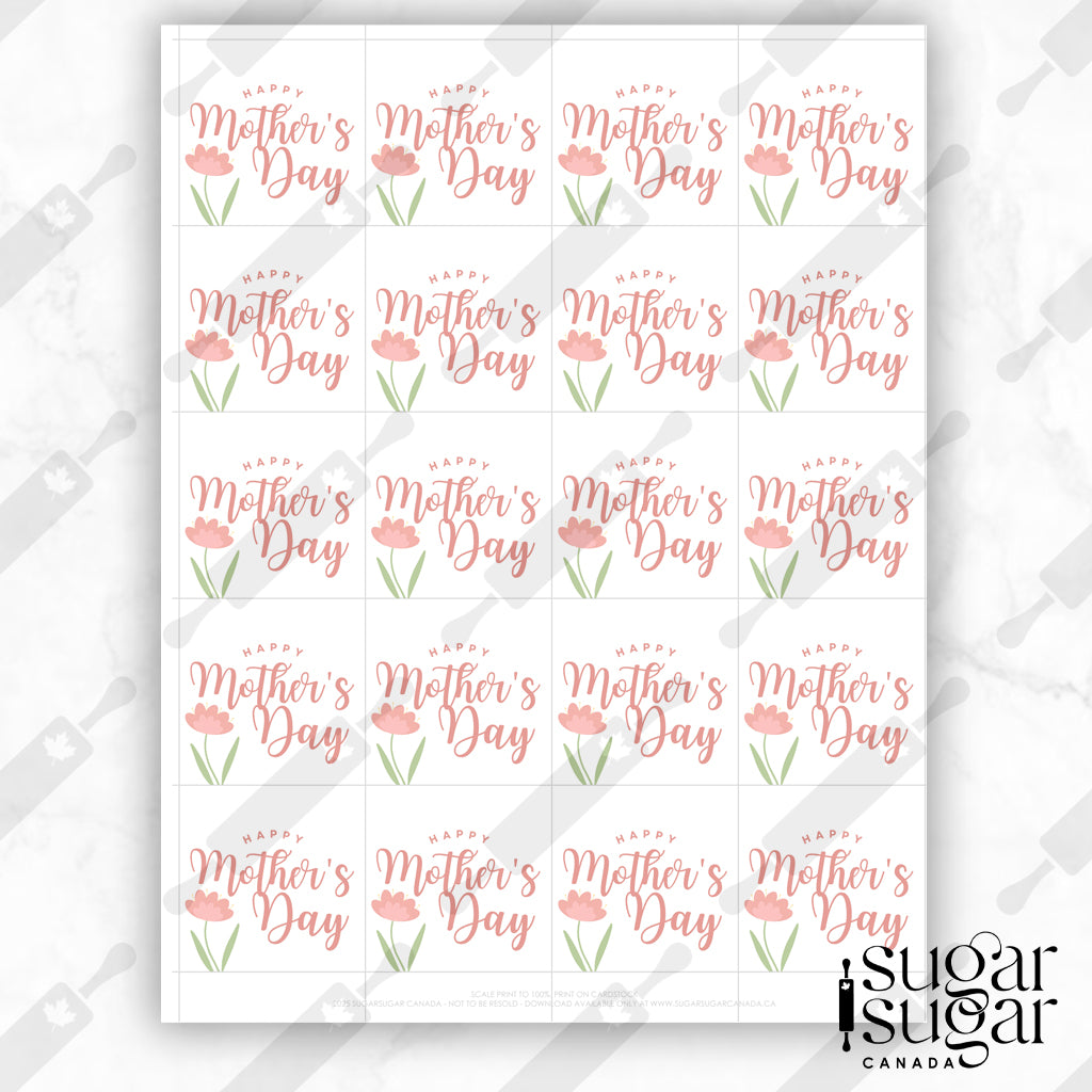 Stem Flower Mother's Day Square Tag