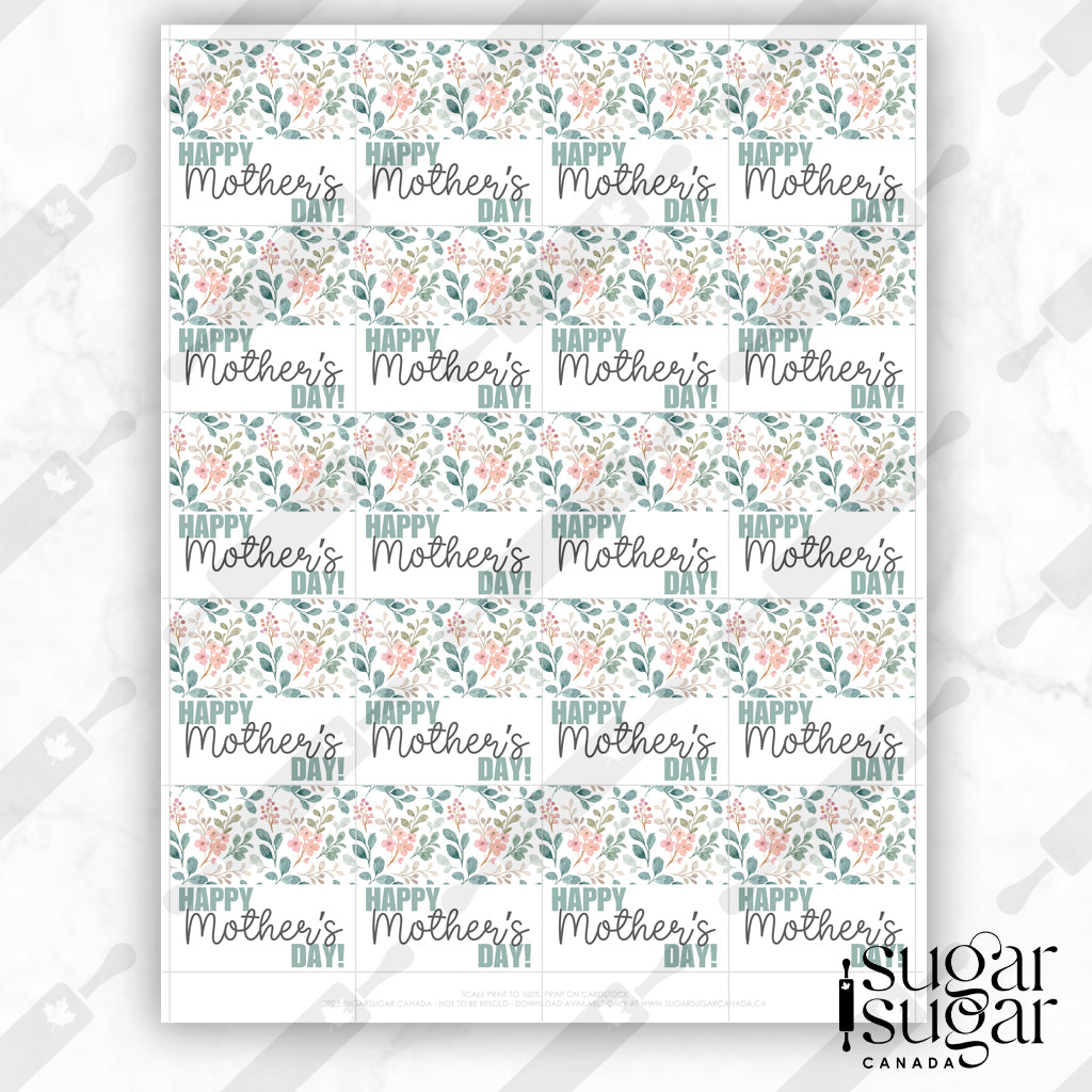 Teal Floral Mother's Day Square Tag