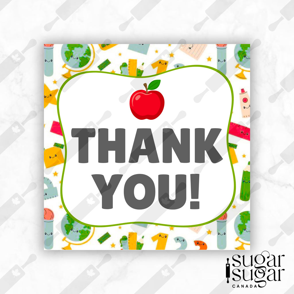 Retro Thank You English Square Tag