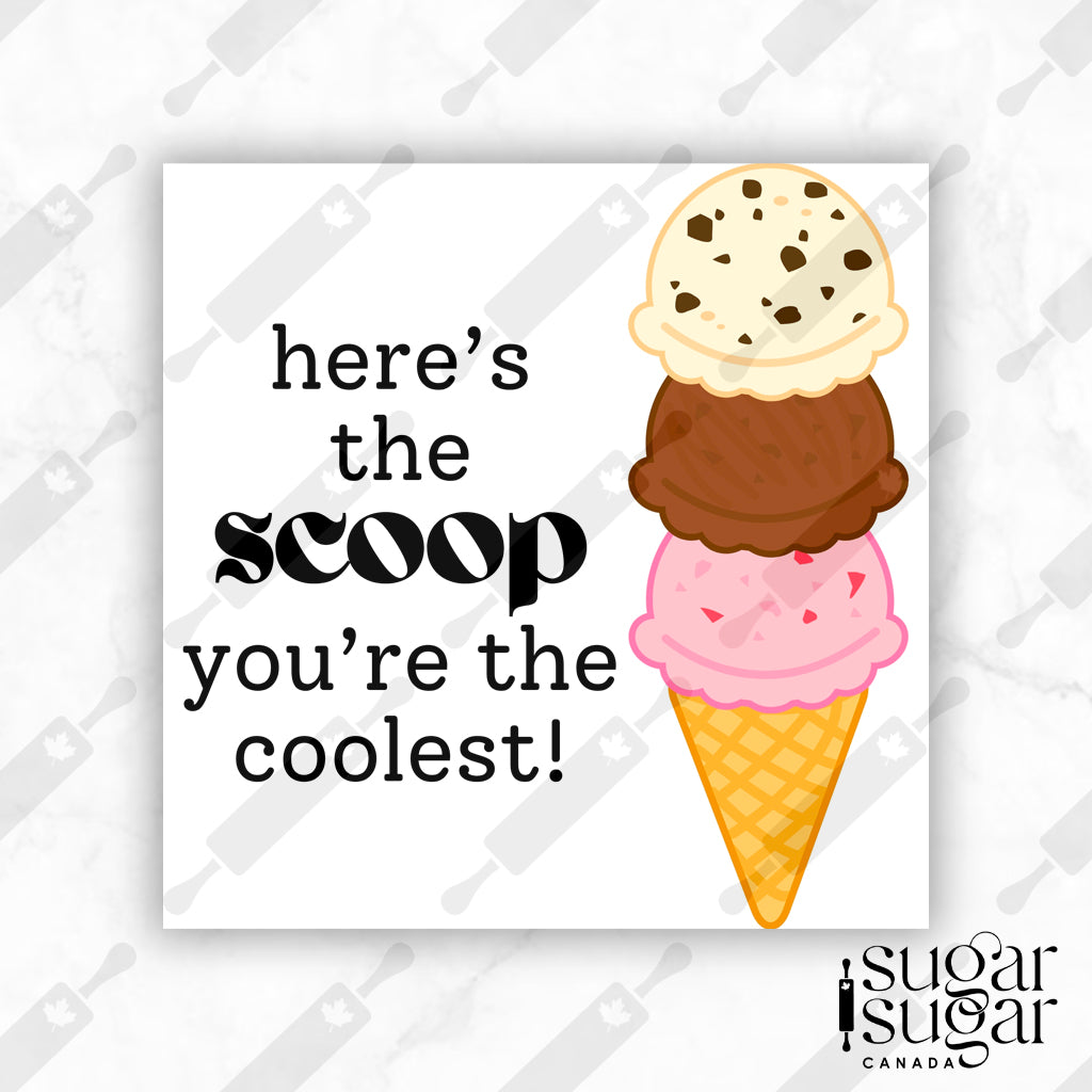 Here's the Scoop Ice Cream English Square Tag