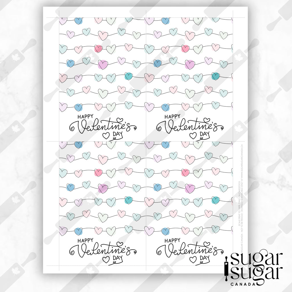 String Doodle Hearts Mini Cookie Card