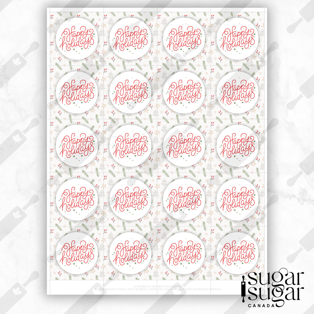Light Holly Holiday Square Tag