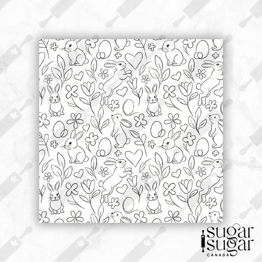 BW Drawn Bunny Box Backer