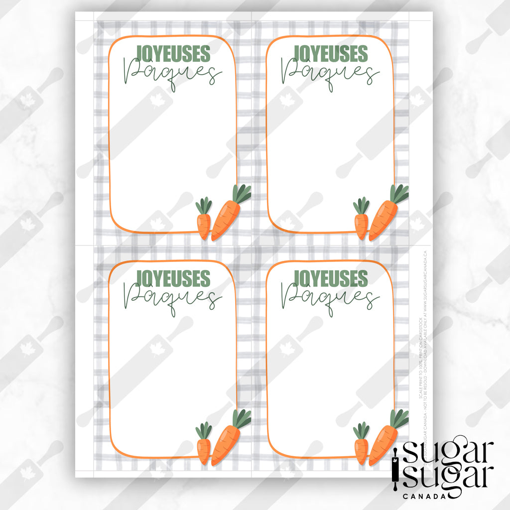 Grey Plaid Easter Carrot French Mini Cookie Card