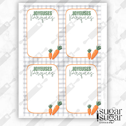 Grey Plaid Easter Carrot French Mini Cookie Card