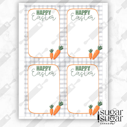 Grey Plaid Easter Carrot Mini Cookie Card
