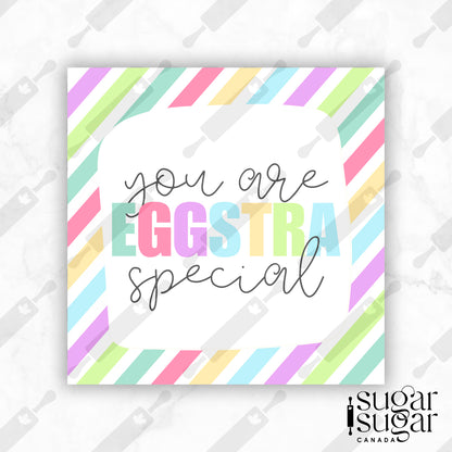 Eggstra Special Bright Stripe Square Tag