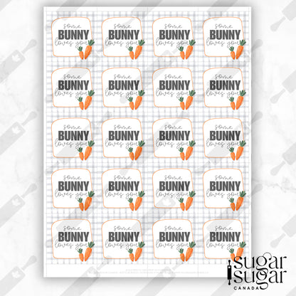 Grey Plaid Some Bunny Loves You Carrot Square Tag