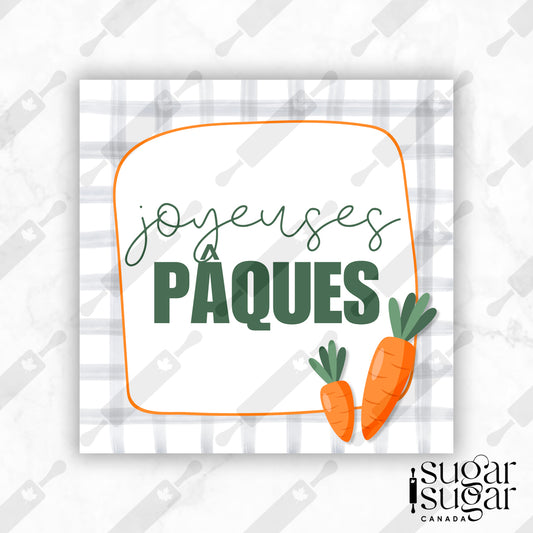 Happy Easter Carrot French Square Tag