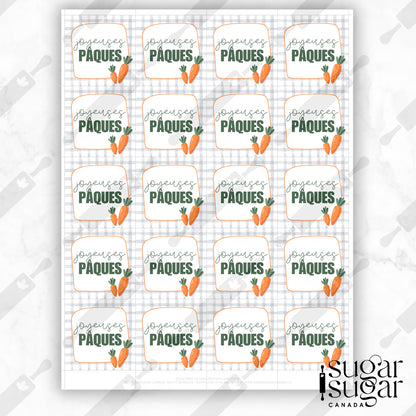 Happy Easter Carrot French Square Tag
