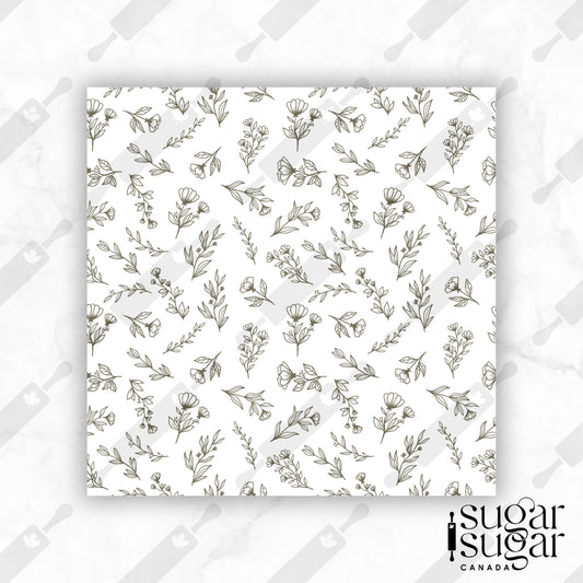 BW Scattered Flowers Box Backer