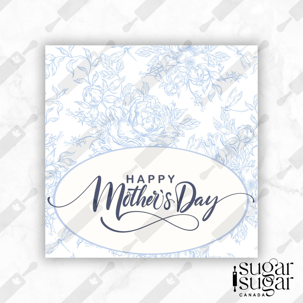 Blue Toile Mother's Day Square Tag