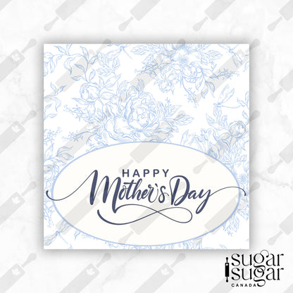 Blue Toile Mother's Day Square Tag