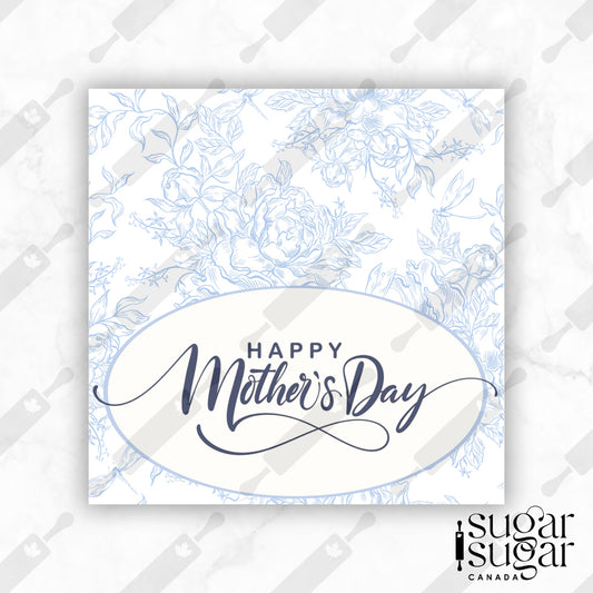 Blue Toile Mother's Day Square Tag
