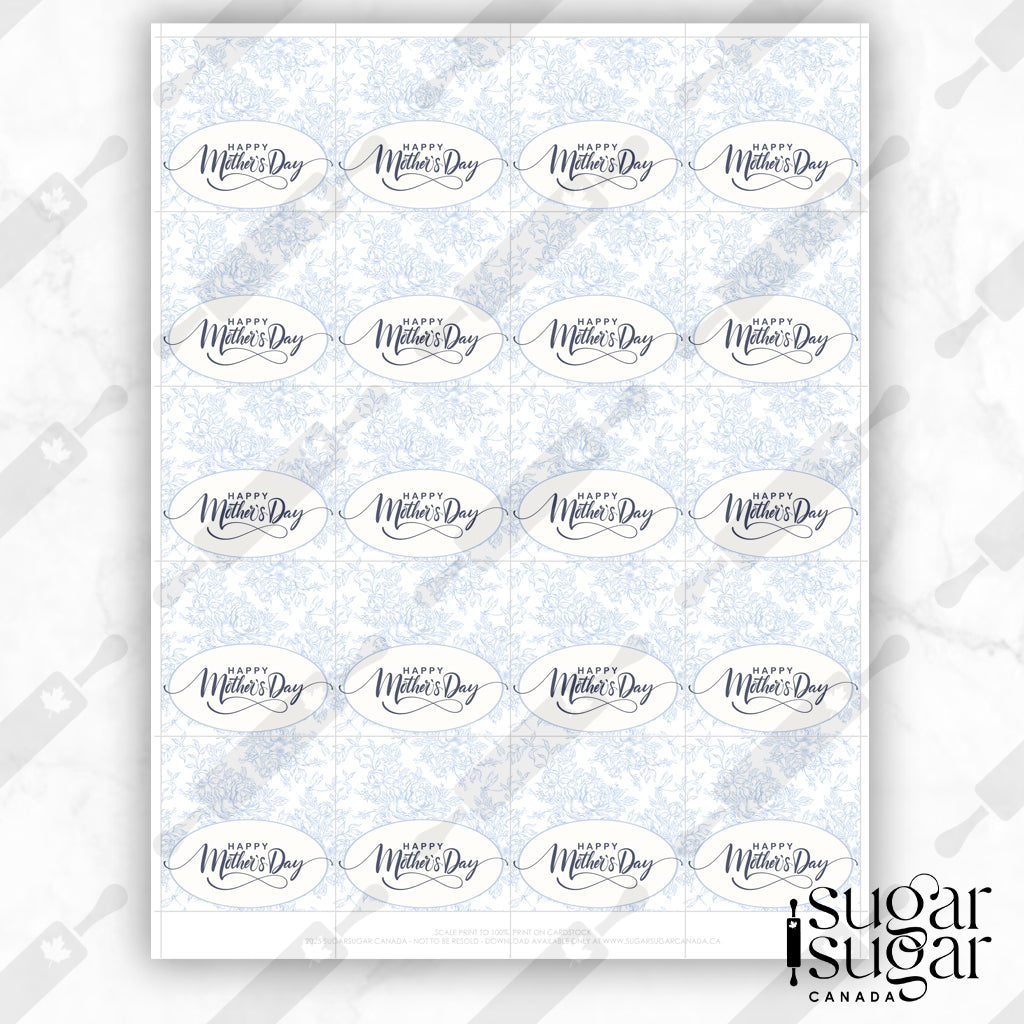 Blue Toile Mother's Day Square Tag
