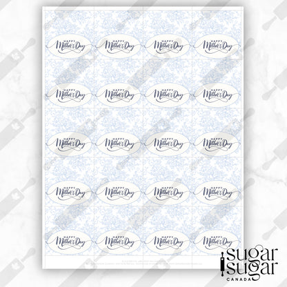 Blue Toile Mother's Day Square Tag