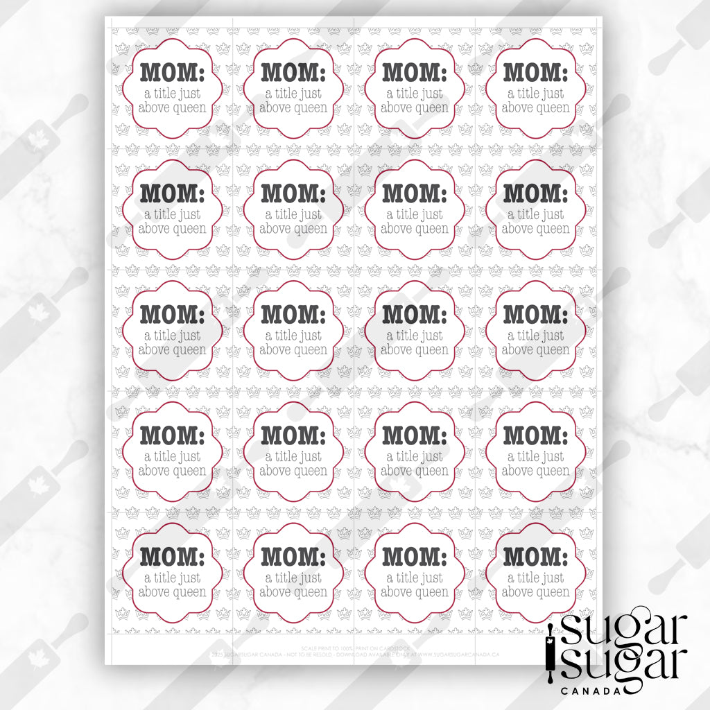 BW Crown Mother's Day Square Tag