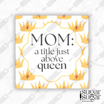 Yellow Crown Mother's Day Square Tag
