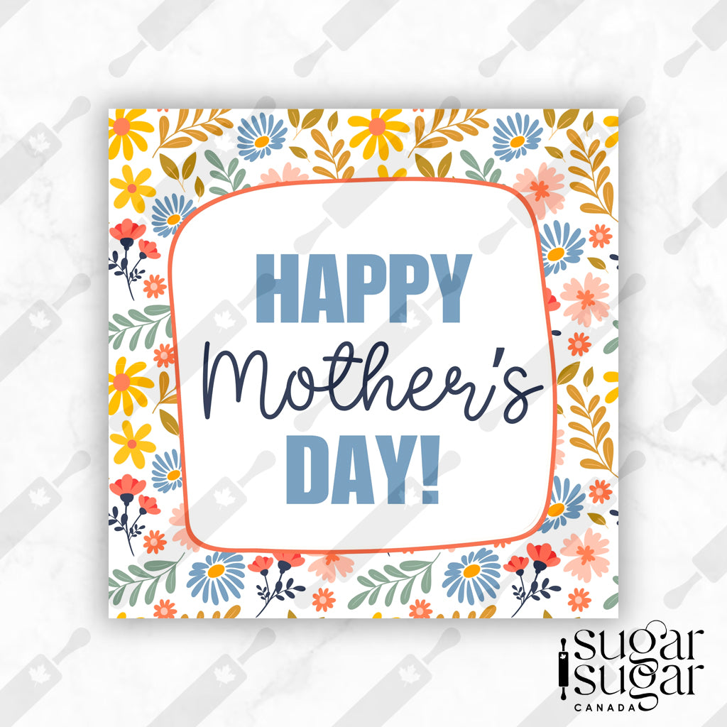 Flowery Happy Mother's Day Square Tag