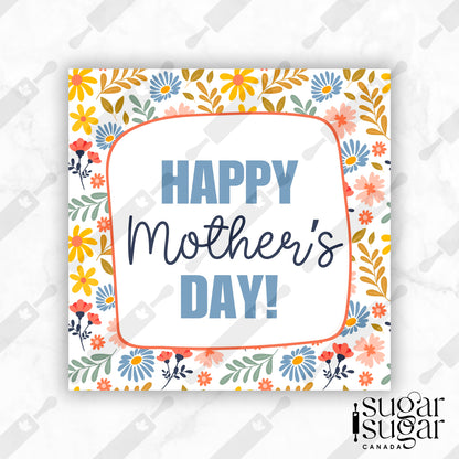 Flowery Happy Mother's Day Square Tag