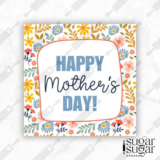 Flowery Happy Mother's Day Square Tag
