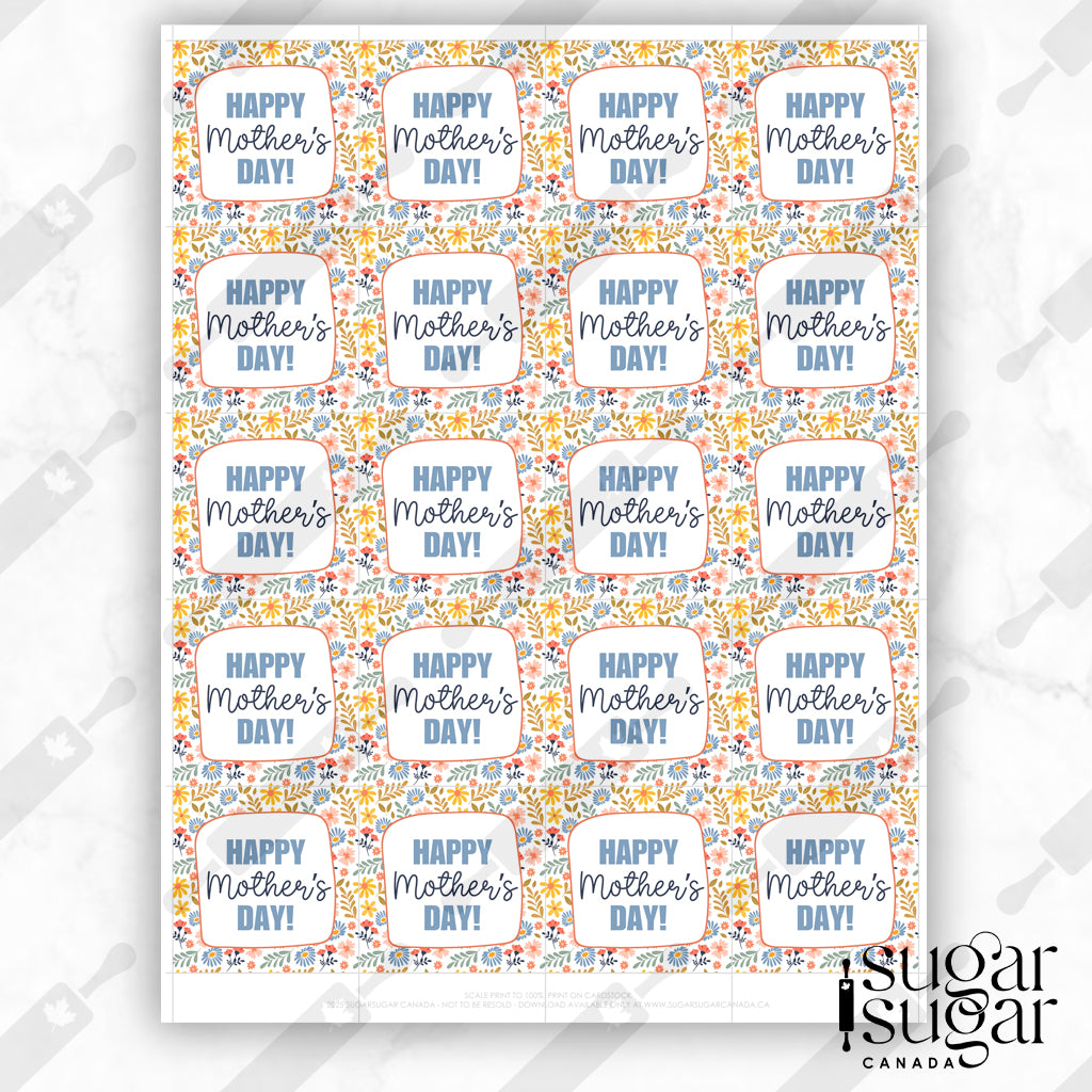 Flowery Happy Mother's Day Square Tag
