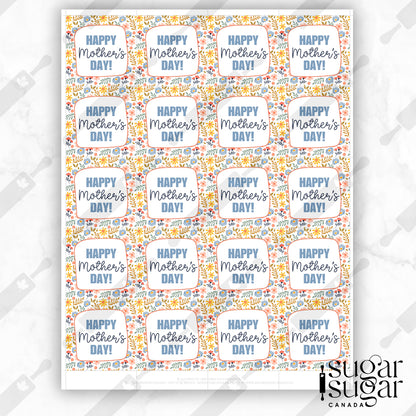 Flowery Happy Mother's Day Square Tag