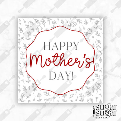 Grey Flower Mother's Day Square Tag
