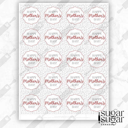 Grey Flower Mother's Day Square Tag