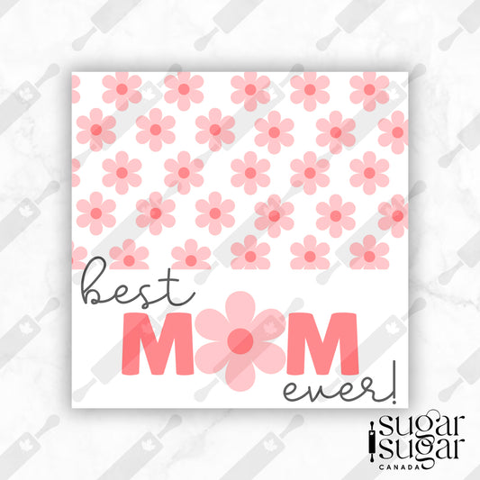 Pink Daisy Best Mom Mother's Day Square Tag