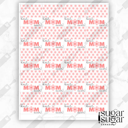 Pink Daisy Best Mom Mother's Day Square Tag