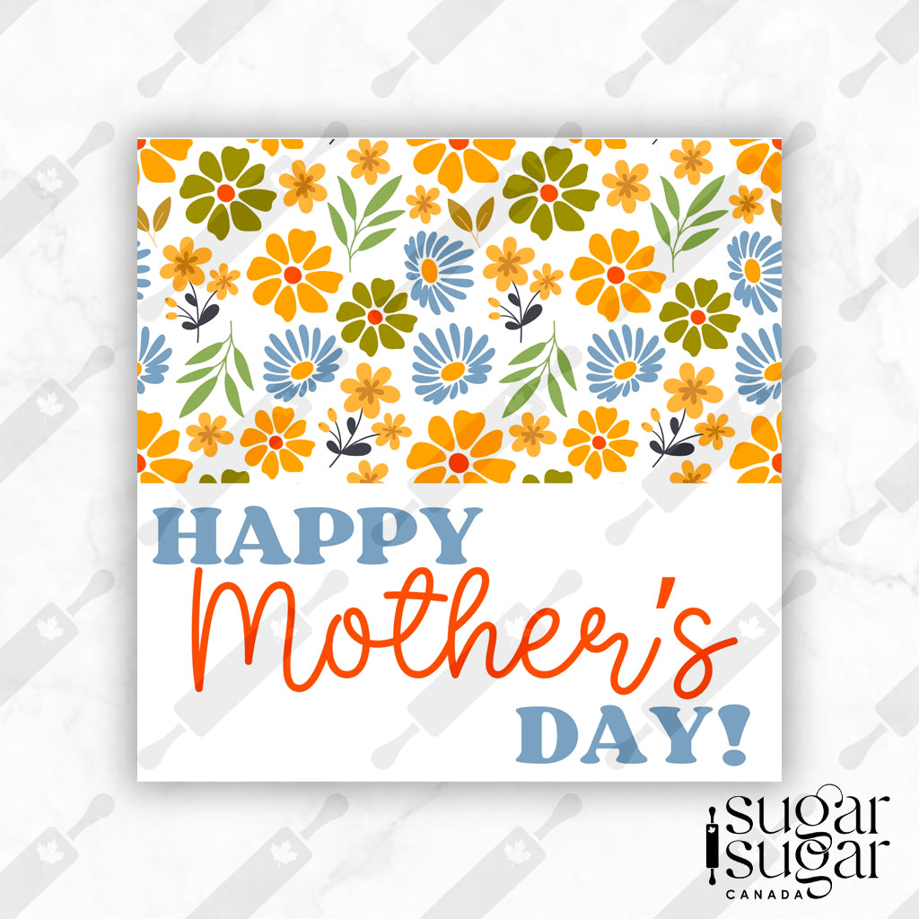 Retro Yellow Flower Mother's Day Square Tag