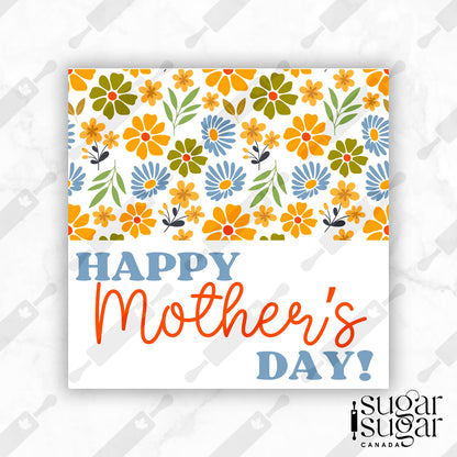 Retro Yellow Flower Mother's Day Square Tag