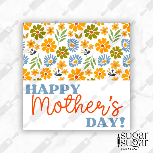 Retro Yellow Flower Mother's Day Square Tag
