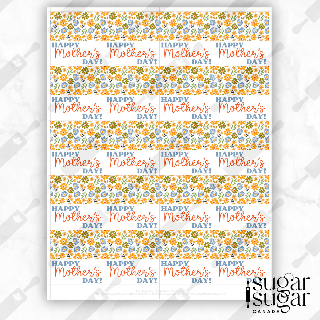 Retro Yellow Flower Mother's Day Square Tag