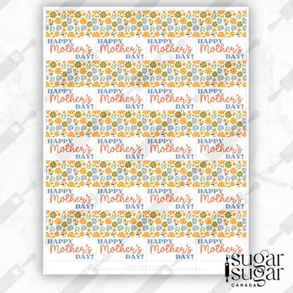 Retro Yellow Flower Mother's Day Square Tag