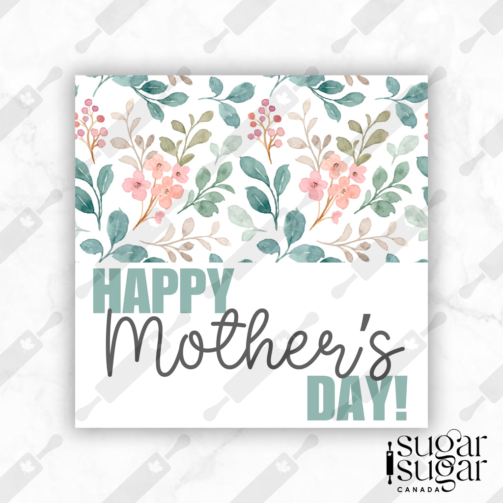 Teal Floral Mother's Day Square Tag