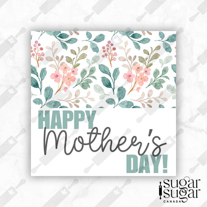 Teal Floral Mother's Day Square Tag