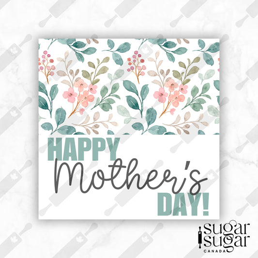 Teal Floral Mother's Day Square Tag