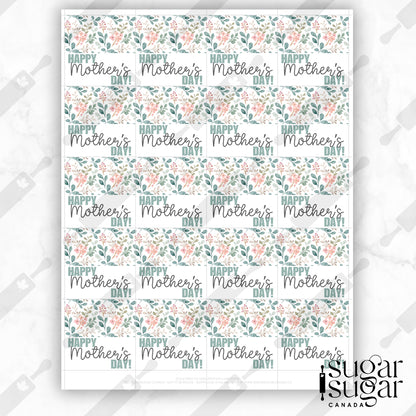 Teal Floral Mother's Day Square Tag
