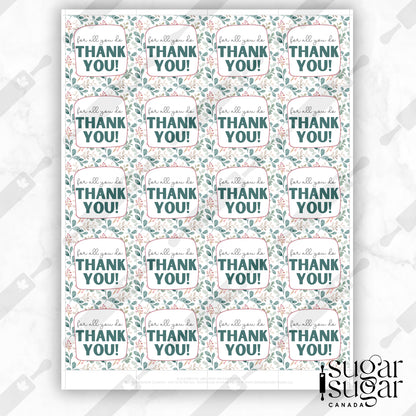 Teal Floral Thank You Mother's Day Square Tag