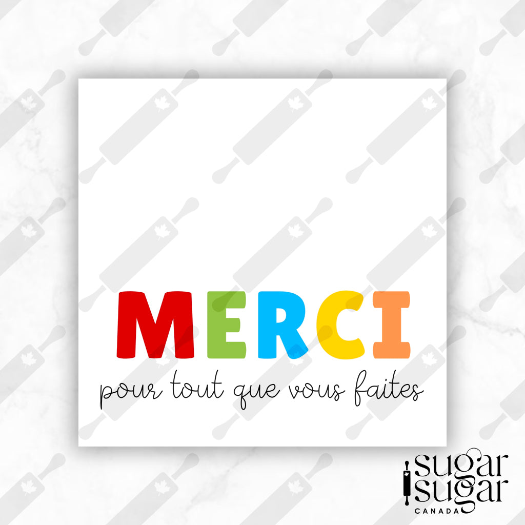 Clean Thank You French Square Tag
