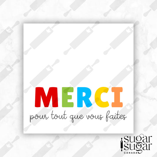 Clean Thank You French Square Tag
