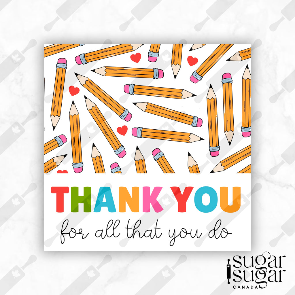 Thank You Pencil English Square Tag