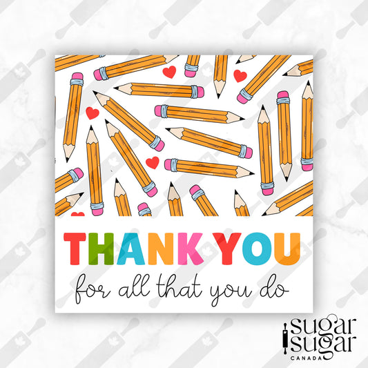 Thank You Pencil English Square Tag