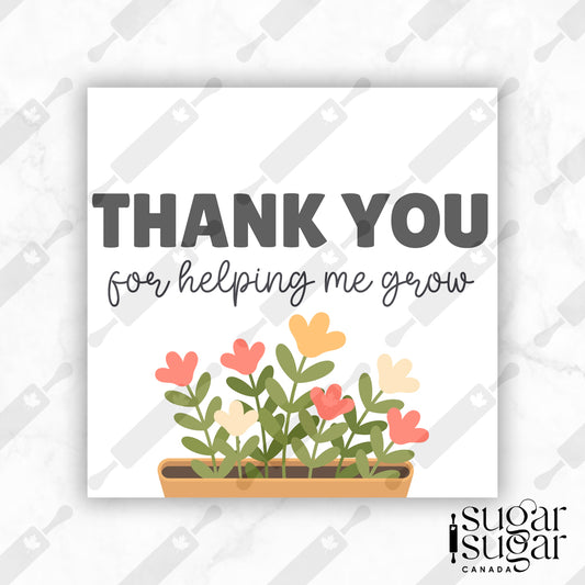 Helping Me Grow Flower Pot English Square Tag